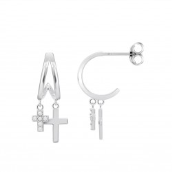 Orecchini Donna Lotus Silver LP3936-4/1 In Argento Con Croci Pendenti E Zirconi
