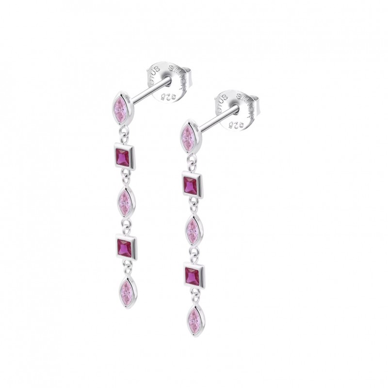 Orecchini Donna Lotus Silver LP3934-4/3 Pendenti In Argento Con Zirconi Rossi E Rosa
