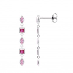 Orecchini Donna Lotus Silver LP3934-4/3 Pendenti In Argento Con Zirconi Rossi E Rosa