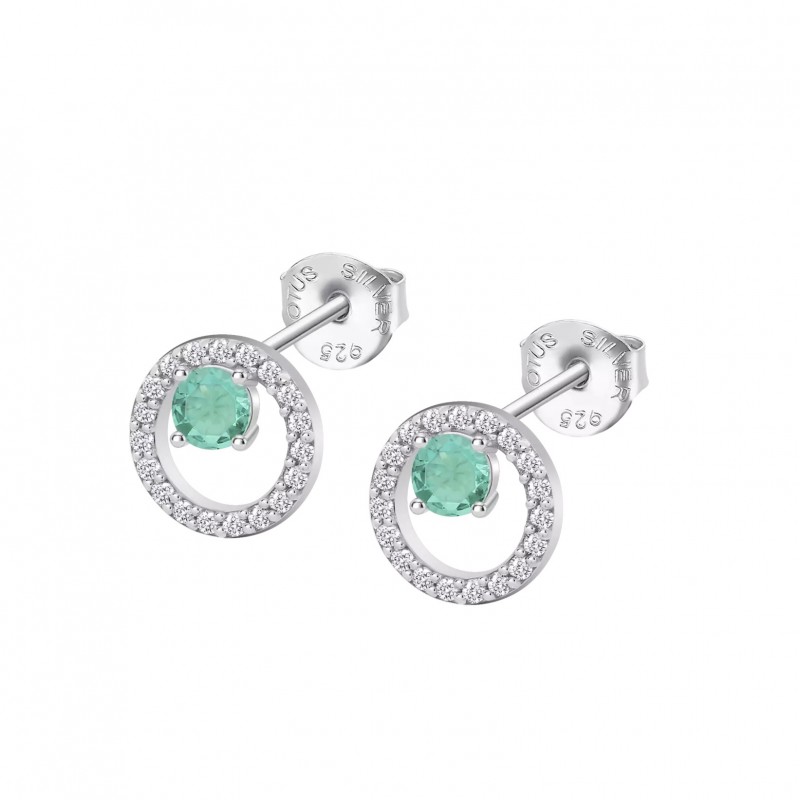 Orecchini Donna Lotus Silver LP3080-4/5 In Argento Con Zirconi Verdi E Bianchi