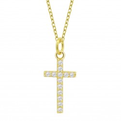 Collana Donna Lotus Silver LP3066-1/2 In Argento Dorato Con Croce E Zirconi