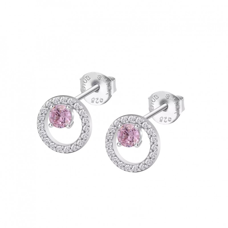 Orecchini Donna Lotus Silver LP3080-4/3 In Argento Con Zirconi Rosa E Bianchi