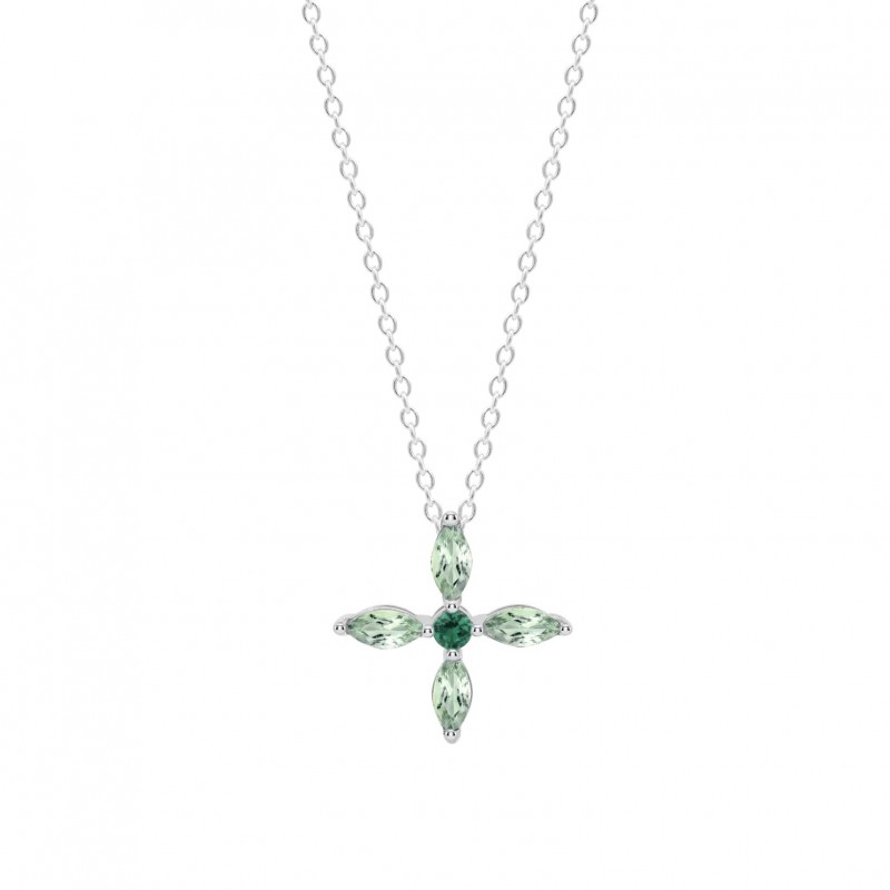 Collana Donna Lotus Silver LP3933-1/3 In Argento Con Zircone Verde