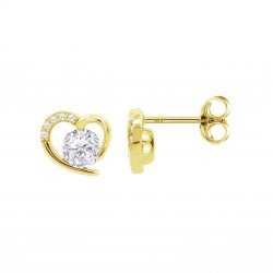Orecchini Donna Lotus Silver LP3106-4/4 A Cuore In Argento Dorato Con Zirconi