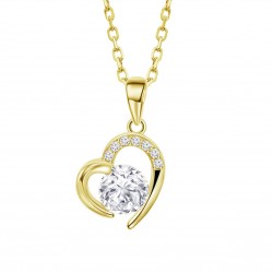 Collana Donna Lotus Silver LP3106-1/4 In Argento Dorato Con Cuore E Zirconi