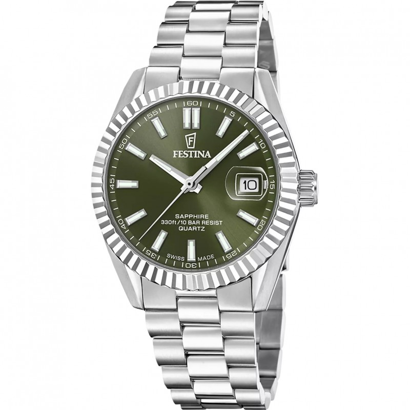 Orologio Uomo Festina Swiss Made F20084/C Solo Tempo Con Quadrante Verde