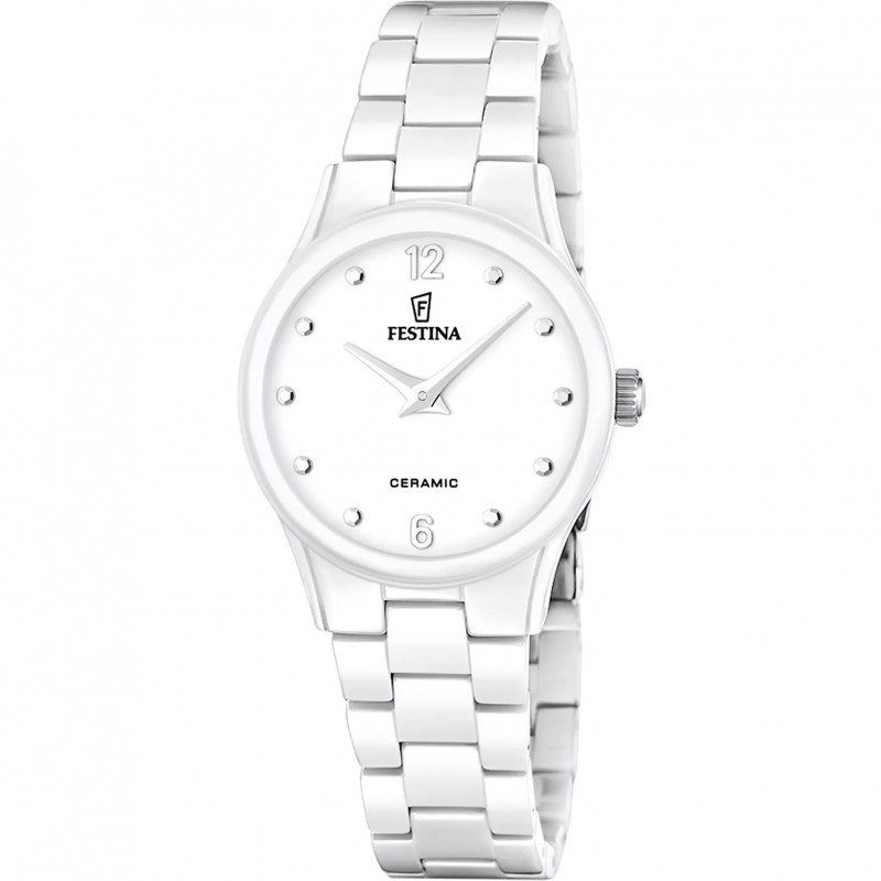 Orologio Donna Festina Ceramic F20751/1 Con Cassa E Cinturino In Ceramica Bianca