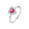 Anello Donna Luca Barra ANK647 In Acciaio Con Zircone Rosso A Cuore