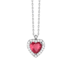 Collana Donna Luca Barra CK2225 In Acciaio Cuore Con Zircone Rosso
