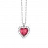 Collana Donna Luca Barra CK2225 In Acciaio Cuore Con Zircone Rosso