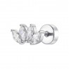 Piercing Orecchio Donna Luca Barra PR134 Ventaglio In Acciaio Con Zirconi