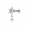 Piercing Orecchio Donna Luca Barra PR113 Fiore In Acciaio Con Zirconi