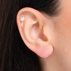 Piercing Orecchio Donna Luca Barra PR113 Fiore In Acciaio Con Zirconi