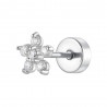 Piercing Orecchio Donna Luca Barra PR124 Fiore In Acciaio Con Zirconi