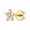 Piercing Orecchio Donna Luca Barra PR125 Fiore In Acciaio Dorato Con Zirconi