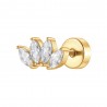 Piercing Orecchio Donna Luca Barra PR135 Ventaglio In Acciaio Dorato Con Zirconi