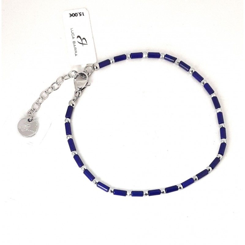 Bracciale Uomo Luca Barra BA1973 In Acciaio Con Elementi Blu