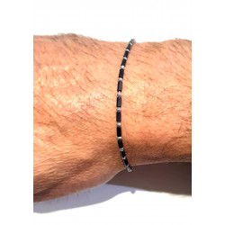 Bracciale Uomo Luca Barra BA1972 In Acciaio Con Elementi Neri