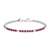 Bracciale Tennis Uomo Luca Barra BA1955 In Acciaio Con Zirconi Rossi 3 mm
