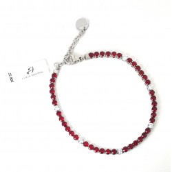 Bracciale Tennis Uomo Luca Barra BA1955 In Acciaio Con Zirconi Rossi 3 mm