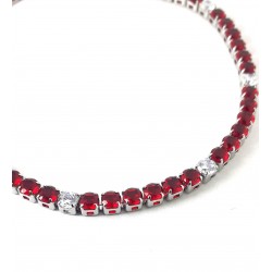 Bracciale Tennis Uomo Luca Barra BA1955 In Acciaio Con Zirconi Rossi 3 mm