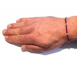 Bracciale Tennis Uomo Luca Barra BA1955 In Acciaio Con Zirconi Rossi 3 mm