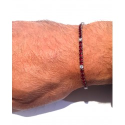 Bracciale Tennis Uomo Luca Barra BA1955 In Acciaio Con Zirconi Rossi 3 mm