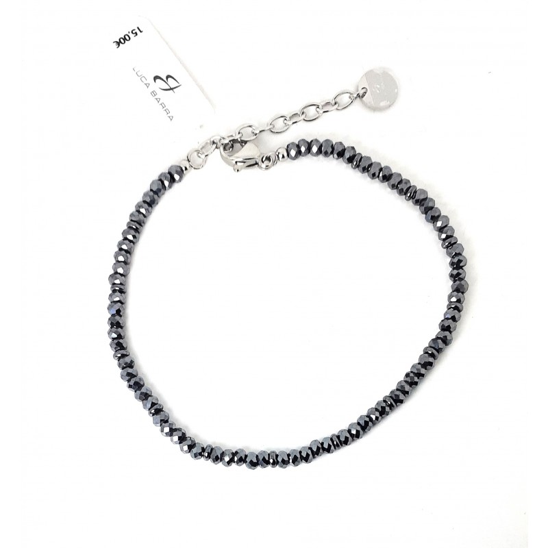 Bracciale Uomo Luca Barra BA1941 In Acciaio Con Sfere Sfaccettate Color Antracite