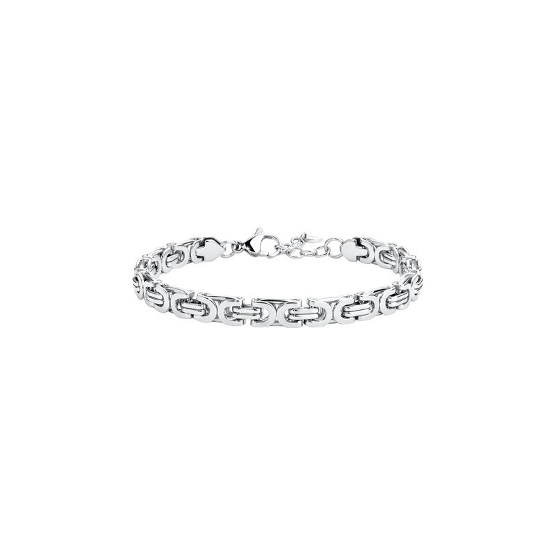 Bracciale Uomo Luca Barra BA1959 In Acciaio Maglia Bizantina Schiacciata