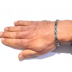 Bracciale Uomo Luca Barra BA1959 In Acciaio Maglia Bizantina Schiacciata