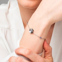 Bracciale Donna Luca Barra BK2981 In Acciaio Con Fiore E Zirconi Viola