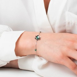 Bracciale Donna Luca Barra BK2980 In Acciaio Con Fiore E Zirconi Verdi