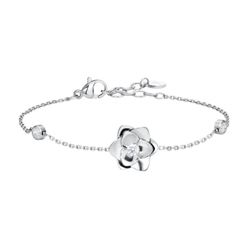Bracciale Donna Luca Barra BK2979 In Acciaio Con Fiore E Zirconi