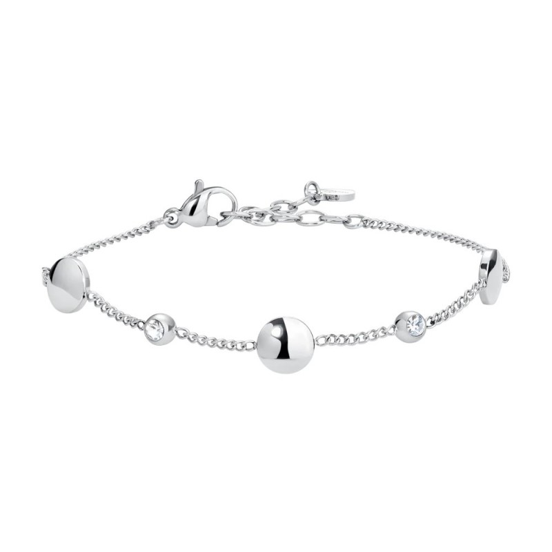 Bracciale Donna Luca Barra BK2982 In Acciaio Con Elementi Acciaio E Strass Bianchi