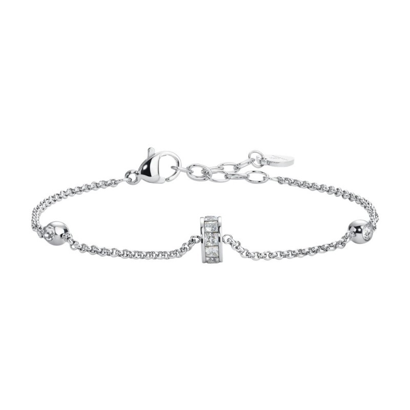 Bracciale Donna Luca Barra BK2975 In Acciaio Con Bussolotto E Cristalli Bianchi
