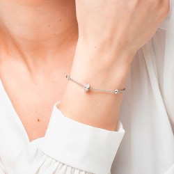 Bracciale Donna Luca Barra BK2975 In Acciaio Con Bussolotto E Cristalli Bianchi