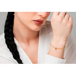 Bracciale Donna Luca Barra BK2976 In Acciaio Dorato Con Bussolotto E Cristalli Bianchi
