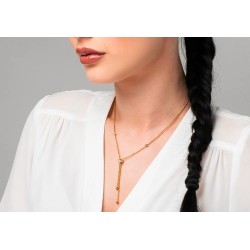 Collana Donna Luca Barra CK2277 In acciaio Dorato Con Bussolotto E Elementi Con Strass Bianchi