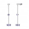 Orecchini Donna Luca Barra OK1663 Pendenti In Acciaio Con Strass Viola