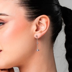 Orecchini Donna Luca Barra OK1663 Pendenti In Acciaio Con Strass Viola
