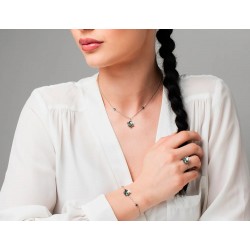 Collana Donna Luca Barra CK2281 In Acciaio Con Fiore E Zirconi Verdi