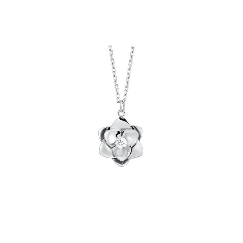 Collana Donna Luca Barra CK2280 In Acciaio Con Fiore E Zirconi