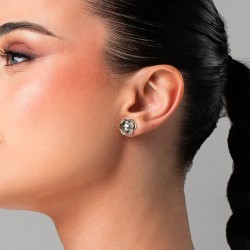 Orecchini Donna Luca Barra OK1665 Fiore In Acciaio Con Zirconi Bianchi