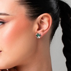 Orecchini Donna Luca Barra OK1666 Fiore In Acciaio Con Zirconi Verdi