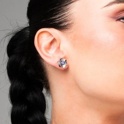 Orecchini Donna Luca Barra OK1667 Fiore In Acciaio Con Zirconi Viola