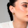 Orecchini Donna Luca Barra OK1671 Pendenti In Acciaio Con Elemento Dorato E Zirconi