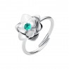Anello Donna Luca Barra ANK678 Fiore In Acciaio Con Zircone Verde
