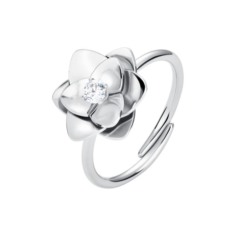 Anello Donna Luca Barra ANK677 Fiore In Acciaio Con Zircone