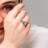 Anello Donna Luca Barra ANK679 Fiore In Acciaio Con Zircone Viola