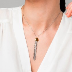 Collana Donna Luca Barra CK2288 In Acciaia Con Elemento Dorato E Zirconi